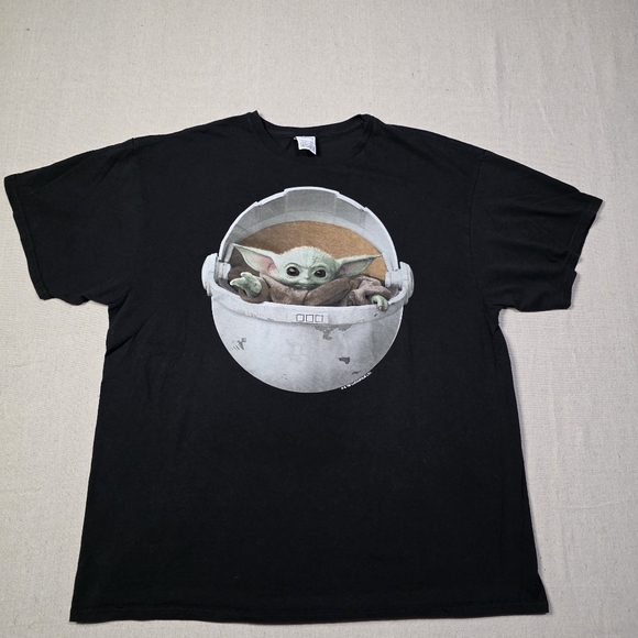 Star Wars The Mandalorian Baby Yoda promo tee shirt black size Xlarge - Picture 1 of 6